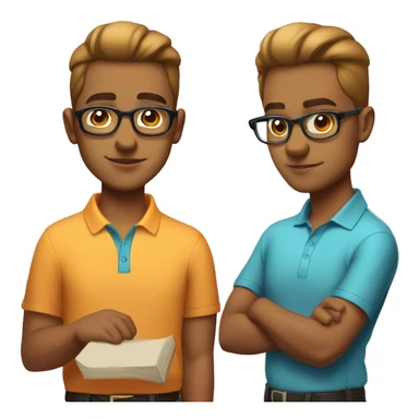 18 year old light skinned indian wearing saffron polo shirt, with slick back hair, and reading glasess  sticker