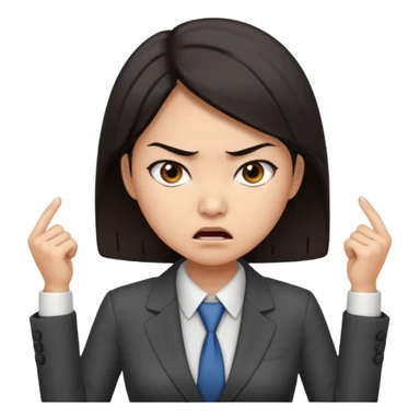 mad asian women office worker sticker