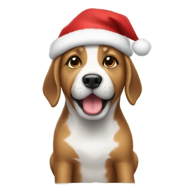 Dog wearing a christmas hat sticker