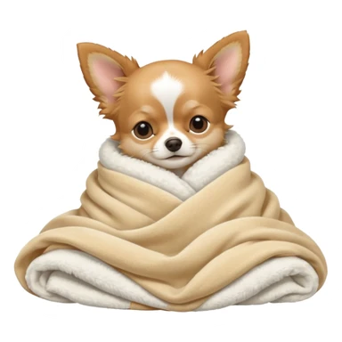 Long haired chihuahua, beige, with white chest and white socks, sleeping cutely under blanket sticker