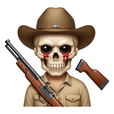 Country hick with a shotgun. From the chest to. In the style of your bleeding skull art sticker