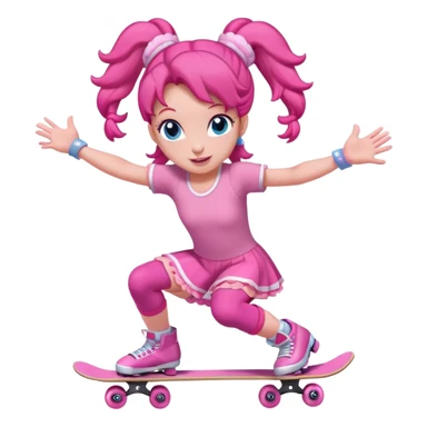Cute skater girl pinkie pie with two buns and pink outfit, gliding with playful energy. sticker