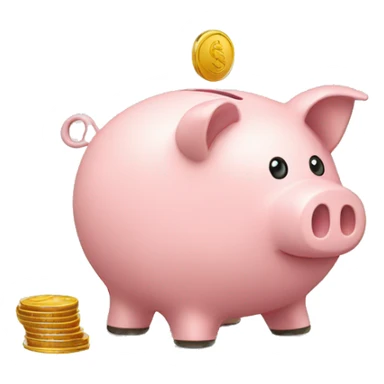 piggy bank with a coin on top sticker