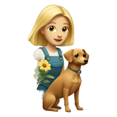 Blonde woman and chiweenie planting flowers sticker