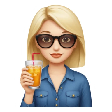 girl with sunglasses on and holding a drink sticker