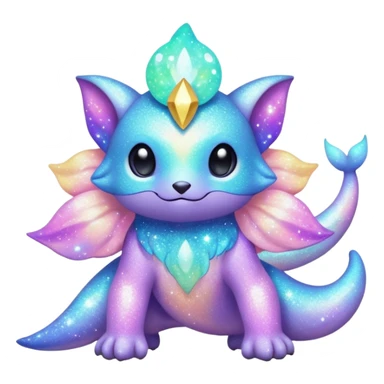 Pastel nebula glittery Randomly-colored sparkly exotic Fakémon-creature sticker