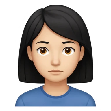 emoji of a 30-year-old person with black hair and a thoughtful expression sticker