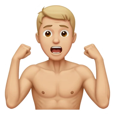 man holding his neck with his arms crossed screaming sticker