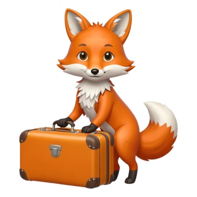A clever fox gripping a tiny suitcase with its agile tail. sticker