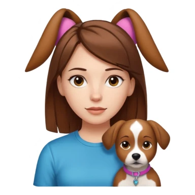 White girl with straight brown hair name is Valentina put dog ears on her and make he rlike like a bith but still not ugly just the dog prt of it and also have a shirt that says siri on it sticker