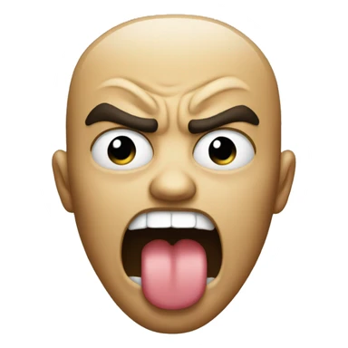angry face while showing tongue sticker