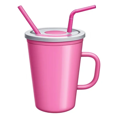 Pink tumbler with handle and straw sticker