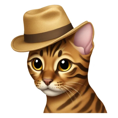 Brown bengal cat wearing a hat sticker