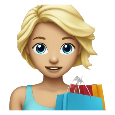 Blonde hair blue eye girl holding shopping bags  sticker