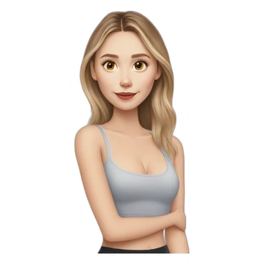 Elizabeth Olsen cartoon wearing tank top sticker