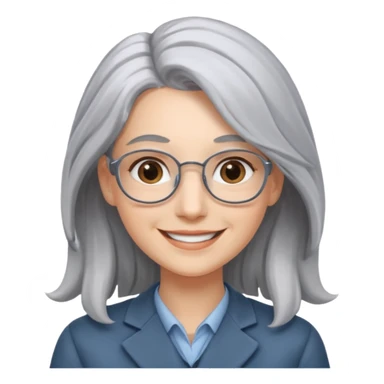 Profesora joven, sonrriente cabello gris canoso y de pelo largo  sticker