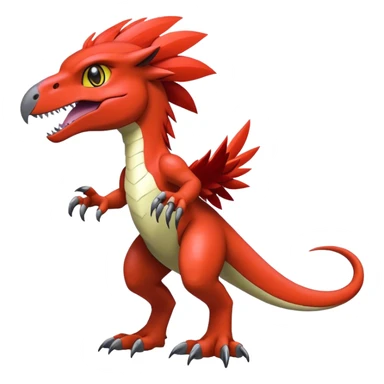 Furry feather-mane Cool shiny Digimon-Fakemon-Guilmon-Velociraptor full body   sticker