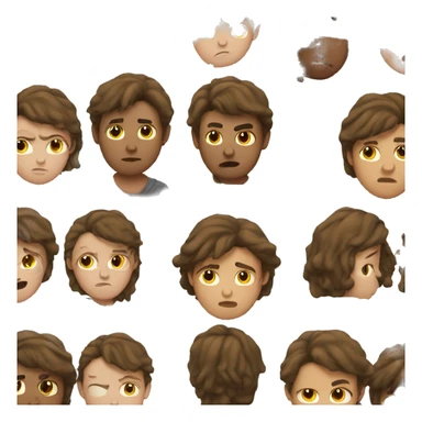 a teenager with mullet with brown hair sad face sticker