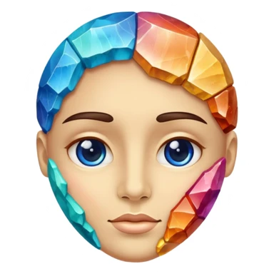 colorful minerals with face sticker