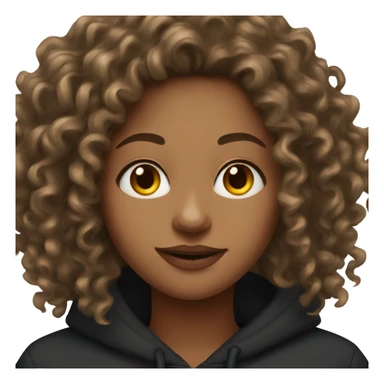Long Curly haired woman with a black hoodie and hoop earrings  sticker