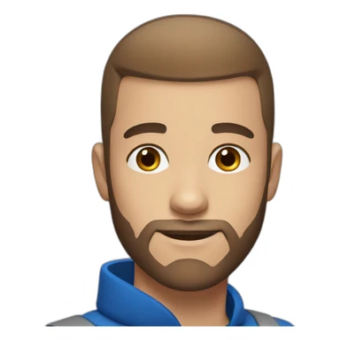 Young guy with brown buzzcut hairstyle and brown beard and blue eyes sticker