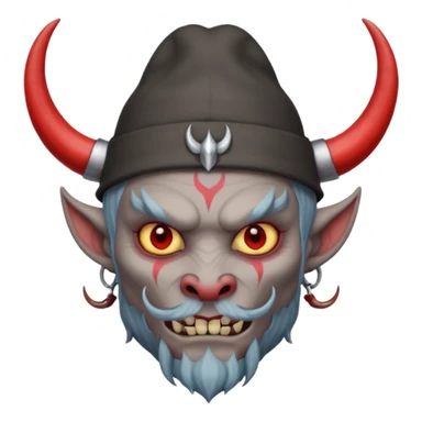 demon with tattoos, hat and horns sticker