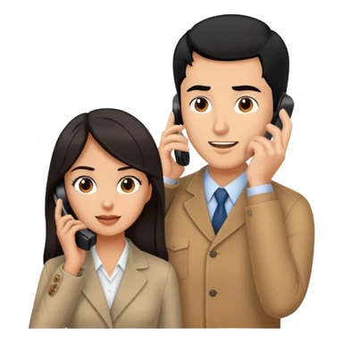couple talking on the phone man with black hair and woman with brown hair sticker