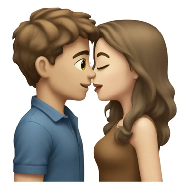A pale brunette boy and a pale brown-haired girl kissing sticker