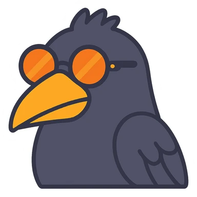 Make the bird emoji even less realistic—more cartoonish and simplified, but keep the same pose, orange beak, and round sunglasses. Minimal feather texture, smooth shading, and a playful look. No background. Maintain the style of the original bird emoji but make it more cartoonish and simplified. sticker