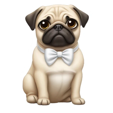 A pug with a white bow on its head  sticker
