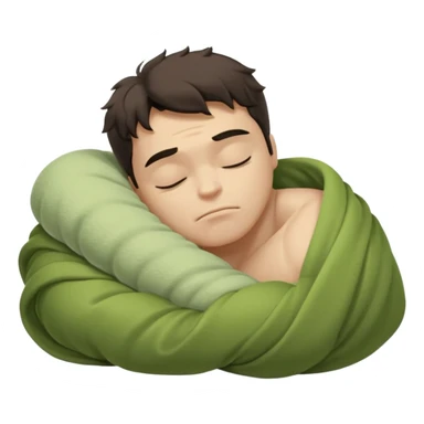 Incredible Hulk eyes closed sleeping lying down curled up in a beige blanket up to his neck sticker