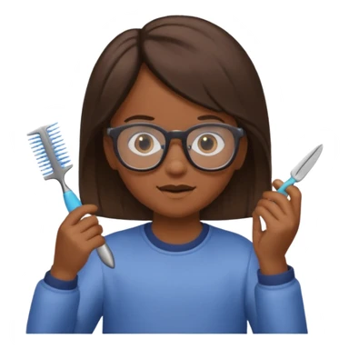 Kid with comb hair and glasses brown hair  sticker