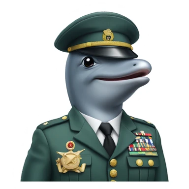 Dolphin in a military uniform sticker