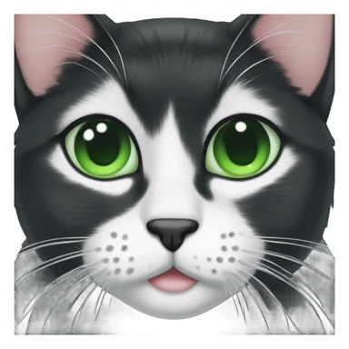 Black and white cat with green eyes  sticker