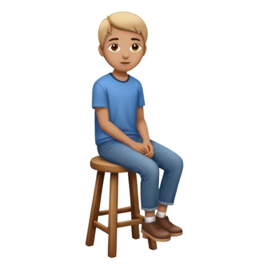 a person sitting on a stool with straight back turn straight body. sticker
