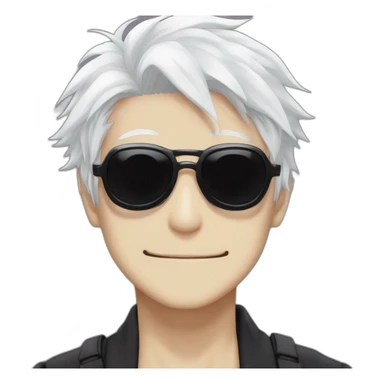 Gojo satoru from jujutsu kaisen, white hair, round black sunglasses sticker