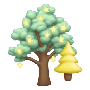 baby pink tree, light green garland, white christmas lights, yellow star on top. sticker