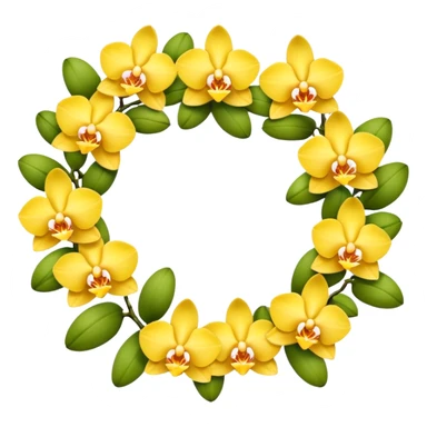 Yellow orchid flower garland sticker