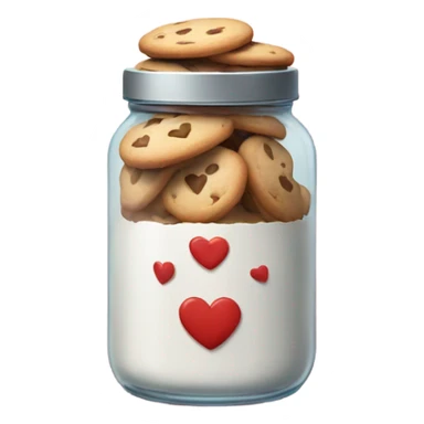 realistic jar with heart shaped cookies sticker