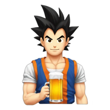 Songoku drink a beer sticker