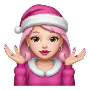 Sassy, cunty, girly Santa emoji with big lips, fake nails, pink sweater, and a pink santa hat (similar emoji style to uploaded). Yellow emoji. sticker