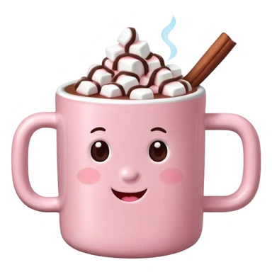 Light Pink mug of hot chocolate with marshmallows sticker