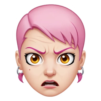 angry feminist with half bald head and half pink hair sticker