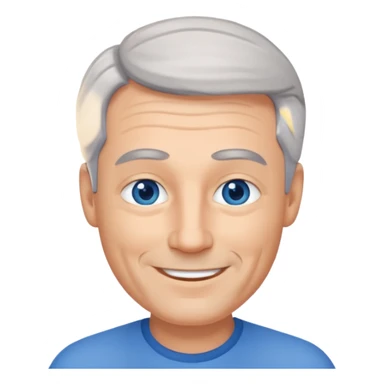 Middle aged man with receding grey hair and no beard, blue eyes sticker