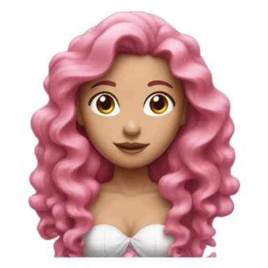 a white mermaid women with long brown curly hair and a pink tail sticker