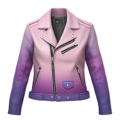Realistic pastel pink to pastel purple ombre open fashion leather jacket. sticker