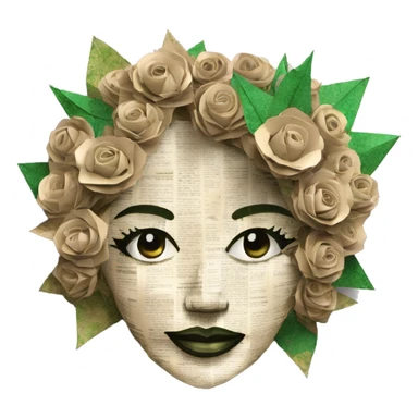  Hemp 420 lady face made of 420 origami newspaper roses hemp leaves lantern fairy lights burning paper and hemp leaves in hair  sticker
