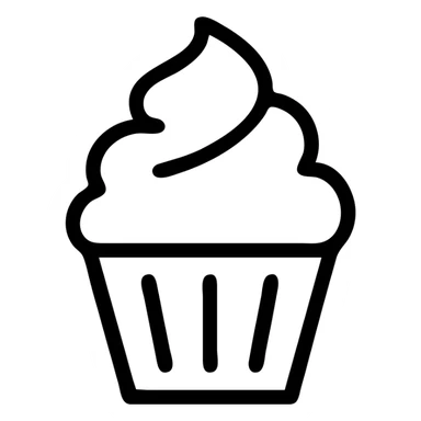 cupcake with pink icing, outlined icon style, bold lines sticker