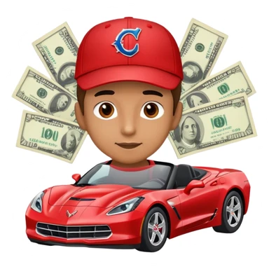 Boy in a Corvette with a lot of money sticker
