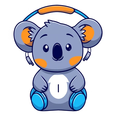 cute koala with headphones singing sticker
